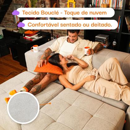 Imagem de Apoio para os pés modular Puff Chaise Sofá na Caixa Em Boucle com 1 lugar 86cm