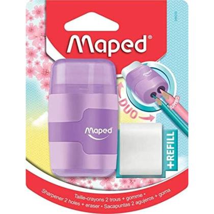 Imagem de Apontador com Borracha Maped Connect Pastel - 2 furos 