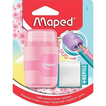 Imagem de Apontador com Borracha Maped Connect Pastel - 2 furos 