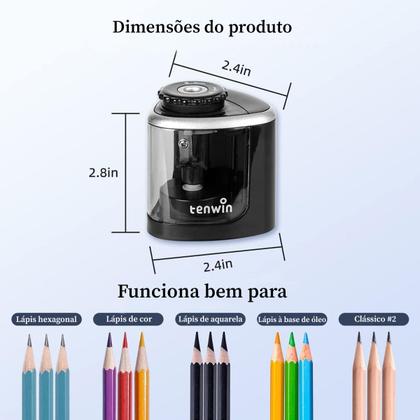 Imagem de Apontador Eletrico Portátil Comum Furo Tenwin para Lapis
