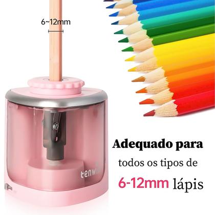 Imagem de Apontador Eletrico Rosa Portátil Comum Furo Para Lapis
