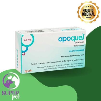 Imagem de Apoquel Zoetis Dermatológico para Cães com 20 Comprimidos 3,6mg