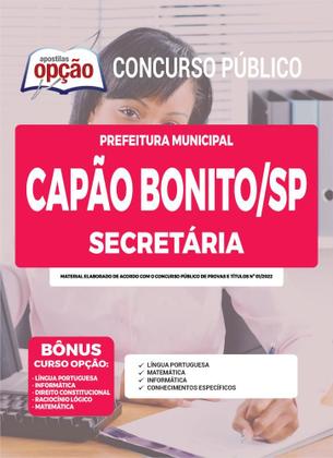 Imagem de Apostila Prefeitura de Capão Bonito - SP - Secretária - Apostilas Opção