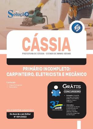 Imagem de Apostila Prefeitura de Cássia - MG - Primário Incompleto: Carpinteiro, Eletricista e Mecânico