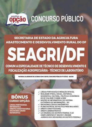 Imagem de Apostila SEAGRI-DF - Comum a Especialidade de Técnico de Desenvolvimento e Fiscalização Agropecuária: Técnico de Laboratório