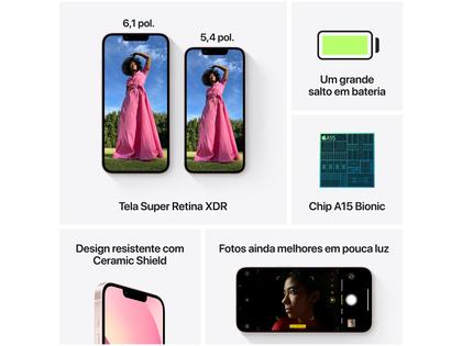 Apple iPhone 13 Mini 256GB Rosa Tela 5,4” - 12MP iOS - iPhone 13