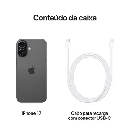 Imagem de Apple iPhone 17 512GB Preto 6,3" 48MP iOS 5G