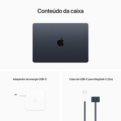 Imagem de Apple MacBook Air 13", M2, CPU de 8 núcleos, GPU de 8 núcleos, 16GB RAM, 256GB SSD- Meia-noite