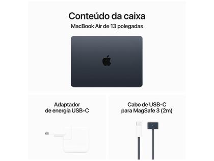 Imagem de Apple MacBook Air 13", M3, CPU de 8 núcleos, GPU de 8 núcleos, 16GB RAM, 256GB SSD- Meia-noite