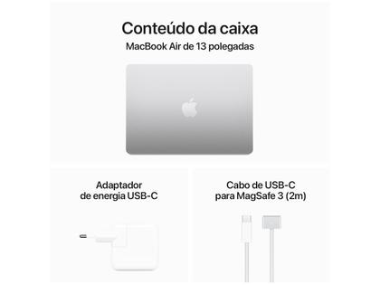 Imagem de Apple MacBook Air 13", M3, CPU de 8 núcleos, GPU de 8 núcleos, 16GB RAM, 256GB SSD- Prateado