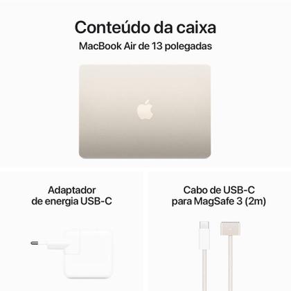 Imagem de Apple MacBook Air 13", M3, CPU de 8 núcleos, GPU de 8 núcleos, 24GB RAM, 512GB SSD - Estelar