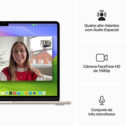 Imagem de Apple MacBook Air 13", M3, CPU de 8 núcleos, GPU de 8 núcleos, 24GB RAM, 512GB SSD - Estelar