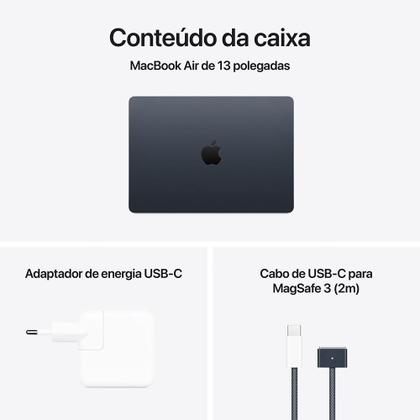 Imagem de Apple Macbook Air 13", M4, com CPU de 10 núcleos, GPU de 10 núcleos, 16GB RAM, 512GB SSD - Meia-noite