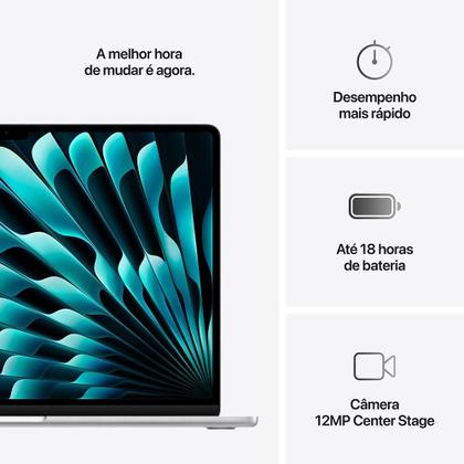 Imagem de Apple Macbook Air 15", M4, com CPU de 10 núcleos, GPU de 10 núcleos, 16GB RAM, 256GB SSD - Prata