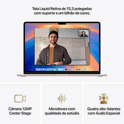 Imagem de Apple Macbook Air 15", M4, com CPU de 10 núcleos, GPU de 10 núcleos, 24GB RAM, 512GB SSD - Estelar