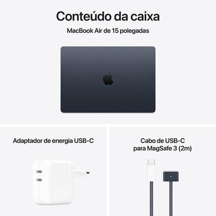 Imagem de Apple Macbook Air 15", M4, com CPU de 10 núcleos, GPU de 10 núcleos, 24GB RAM, 512GB SSD - Meia-noite