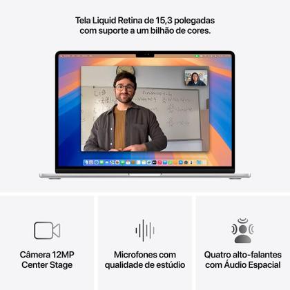 Imagem de Apple Macbook Air 15", M4, com CPU de 10 núcleos, GPU de 10 núcleos, 24GB RAM, 512GB SSD - Prata