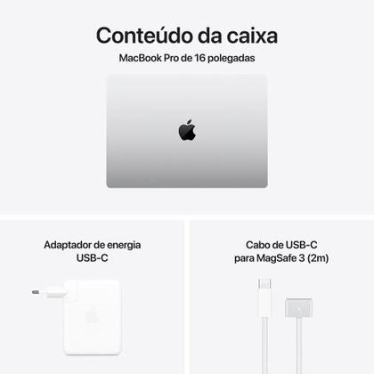 Imagem de Apple MacBook Pro 16", M4 Pro, CPU de 14 núcleos, GPU de 20 núcleos, 24GB RAM, 512GB SSD - Prateado