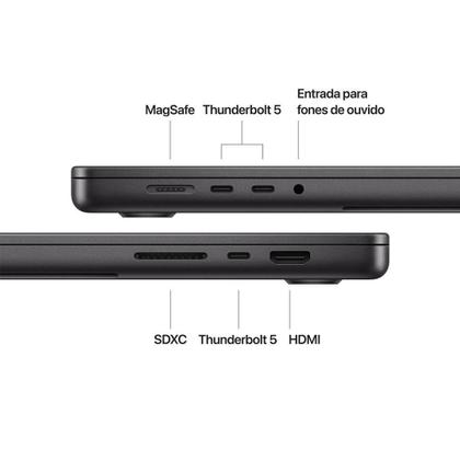 Imagem de Apple MacBook Pro 16", M4 Pro, CPU de 14 núcleos, GPU de 20 núcleos, 24GB RAM, 512GB SSD - Preto-espacial