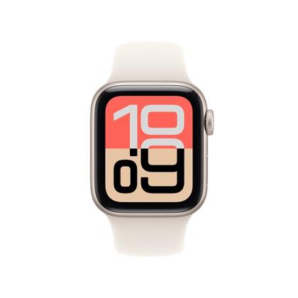 Imagem de Apple Watch SE 3 GPS, Caixa Estelar de Alumínio de 44 mm, Pulseira Esportiva Estelar, Tamanho M/G - MEHJ4AM/A