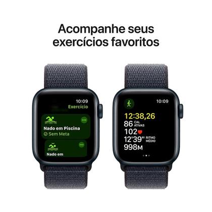 Imagem de Apple Watch SE GPS, Caixa Meia-Noite de Alumínio de 40 mm, Pulseira Loop Esportiva Tinto - MXEA3BE/A
