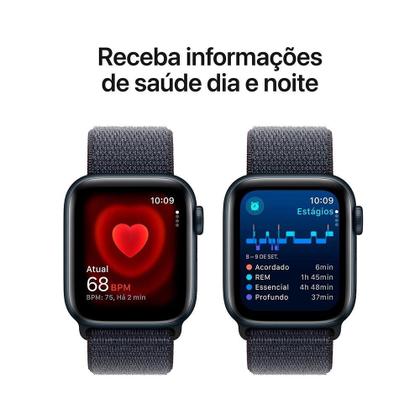 Imagem de Apple Watch SE GPS, Caixa Meia-Noite de Alumínio de 40 mm, Pulseira Loop Esportiva Tinto - MXEA3BE/A