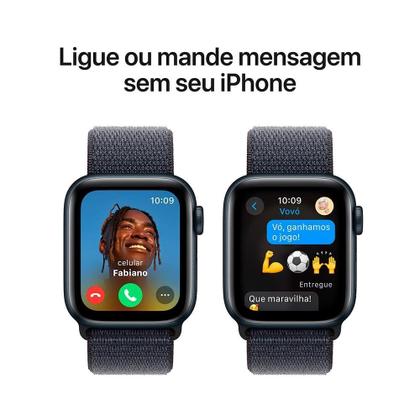 Imagem de Apple Watch SE GPS, Caixa Meia-Noite de Alumínio de 40 mm, Pulseira Loop Esportiva Tinto - MXEA3BE/A