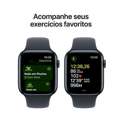 Imagem de Apple Watch SE GPS, Caixa Meia-Noite de Alumínio de 44 mm, Pulseira Esportiva Meia-Noite, Tamanho M/G - MXEK3BE/A