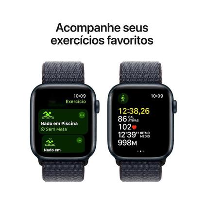 Imagem de Apple Watch SE GPS, Caixa Meia-Noite de Alumínio de 44 mm, Pulseira Loop Esportiva Tinto - MXEP3BE/A