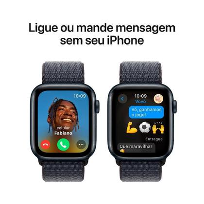 Imagem de Apple Watch SE GPS, Caixa Meia-Noite de Alumínio de 44 mm, Pulseira Loop Esportiva Tinto - MXEP3BE/A