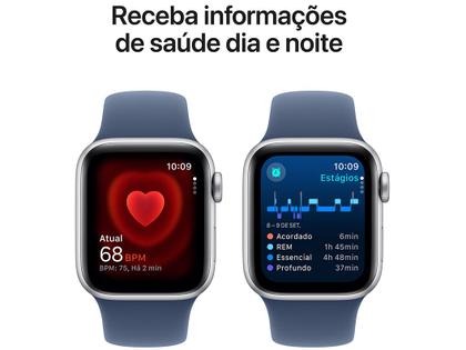 Imagem de Apple Watch SE GPS Caixa Prateada de Alumínio 40mm Pulseira Esportiva Denim M/G