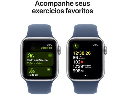 Imagem de Apple Watch SE GPS Caixa Prateada de Alumínio 40mm Pulseira Esportiva Denim M/G