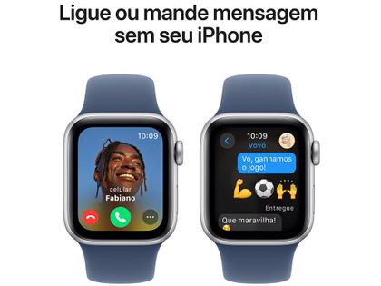 Imagem de Apple Watch SE GPS Caixa Prateada de Alumínio 40mm Pulseira Esportiva Denim M/G