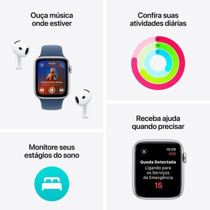 Imagem de Apple Watch SE GPS, Caixa Prateada de Alumínio de 40 mm, Pulseira Esportiva Denim, Tamanho P/M - MXEC3BE/A