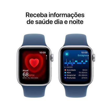 Imagem de Apple Watch SE GPS, Caixa Prateada de Alumínio de 40 mm, Pulseira Esportiva Denim, Tamanho P/M - MXEC3BE/A