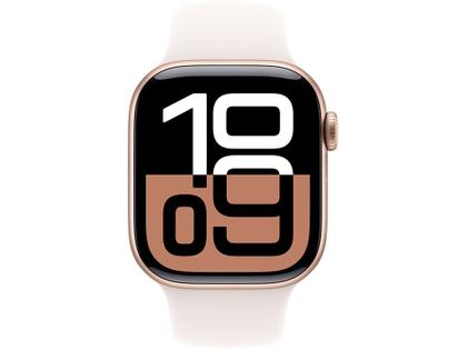 Imagem de Apple Watch Series 10 GPS Caixa Cor de Ouro Rosa de Alumínio 42mm Pulseira Esportiva Blush-clara P/M