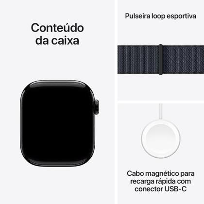 Imagem de Apple Watch Series 10 GPS  Caixa preta brilhante de alumínio  42 mm  Pulseira loop esportiva tinto