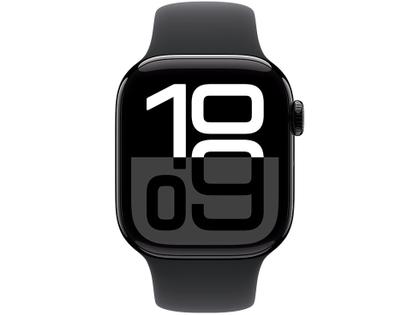 Imagem de Apple Watch Series 10 GPS Caixa Preta Brilhante de Alumínio 42mm Pulseira Esportiva Preta P/M