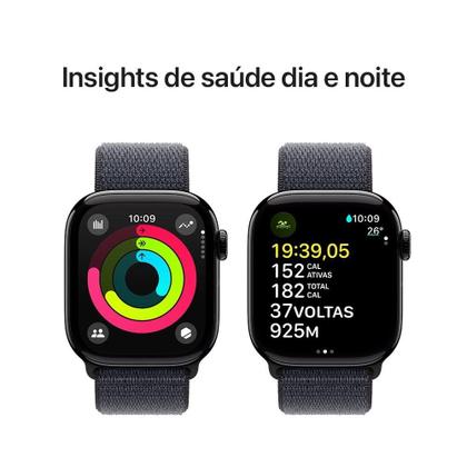 Imagem de Apple Watch Series 10 GPS, Caixa Preta Brilhante de Alumínio de 42 mm, Pulseira Loop Esportiva Tinto - MWWG3AM/A