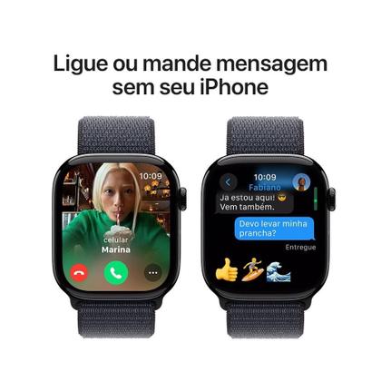 Imagem de Apple Watch Series 10 GPS, Caixa Preta Brilhante de Alumínio de 46 mm, Pulseira Loop Esportiva Tinto - MWWR3AM/A