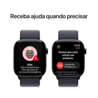 Imagem de Apple Watch Series 10 GPS, Caixa Preta Brilhante de Alumínio de 46 mm, Pulseira Loop Esportiva Tinto - MWWR3AM/A