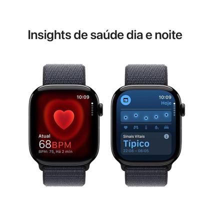 Imagem de Apple Watch Series 10 GPS, Caixa Preta Brilhante de Alumínio de 46 mm, Pulseira Loop Esportiva Tinto - MWWR3AM/A