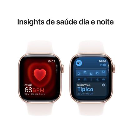Imagem de Apple Watch Series 10 GPS + Cellular  Caixa cor de ouro rosa de alumínio  42 mm  Pulseira esportiva blush-clara  M/G