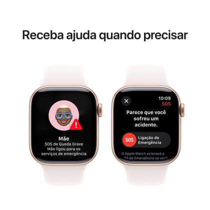 Imagem de Apple Watch Series 10 GPS + Cellular  Caixa cor de ouro rosa de alumínio  42 mm  Pulseira esportiva blush-clara  M/G