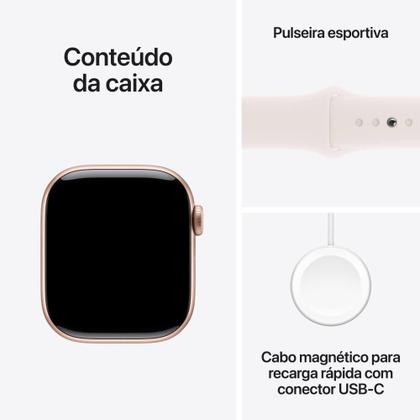 Imagem de Apple Watch Series 10 GPS + Cellular  Caixa cor de ouro rosa de alumínio  42 mm  Pulseira esportiva blush-clara  M/G