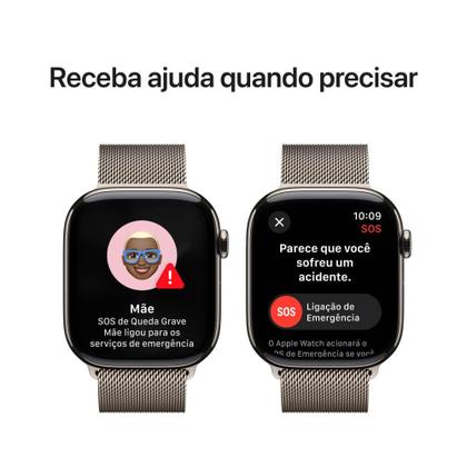 Imagem de Apple Watch Series 10 GPS + Cellular  Caixa natural de titânio  46 mm  Pulseira natural estilo milanês