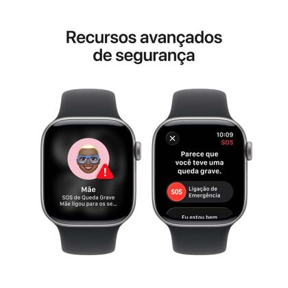 Imagem de Apple Watch Series 11 GPS Caixa Cinza-espacial de Alumínio 42mm Pulseira Esportiva Preta P/M