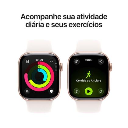 Imagem de Apple Watch Series 11 GPS Caixa Cor de Ouro Rosa de Alumínio 42mm Pulseira Esportiva Blush-clara P/M