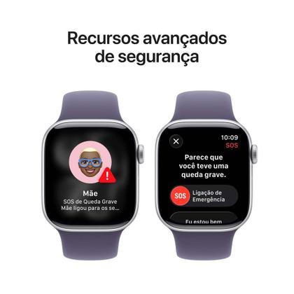 Imagem de Apple Watch Series 11 GPS Caixa Prateada de Alumínio 42mm Pulseira Esportiva Roxo-névoa P/M