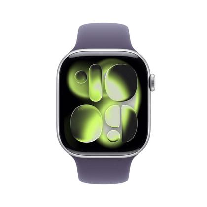 Imagem de Apple Watch Series 11 GPS, Caixa Prateada de Alumínio de 46 mm, Pulseira esportiva roxo-névoa, Tamanho M/G - MEVA4AM/A